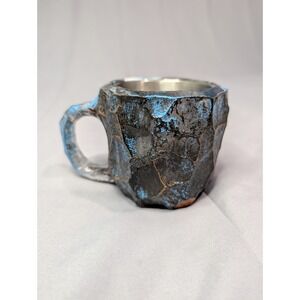 Faux Mineral Crystal Resin COFFEE MUG Blue Orange  Stainless Steel Insert